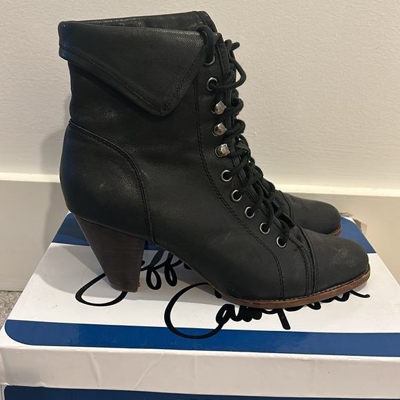 Jeffrey Campbell black leather boots size 9.5 - Picture 2 of 3